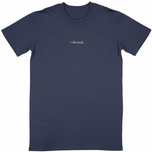 T-shirt logo M.Bivouak signature navy coton en conversion biologique made in France vanlife