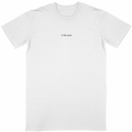T-shirt logo M.Bivouak signature blanc coton en conversion biologique made in France vanlife