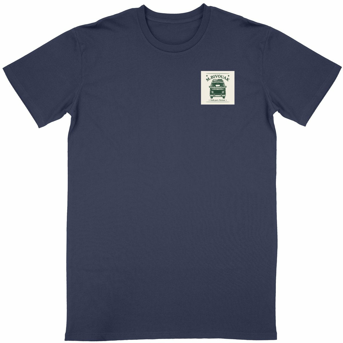 T-shirt vanlife Van Club M.Bivouak vintage navy coton en conversion biologique made in France